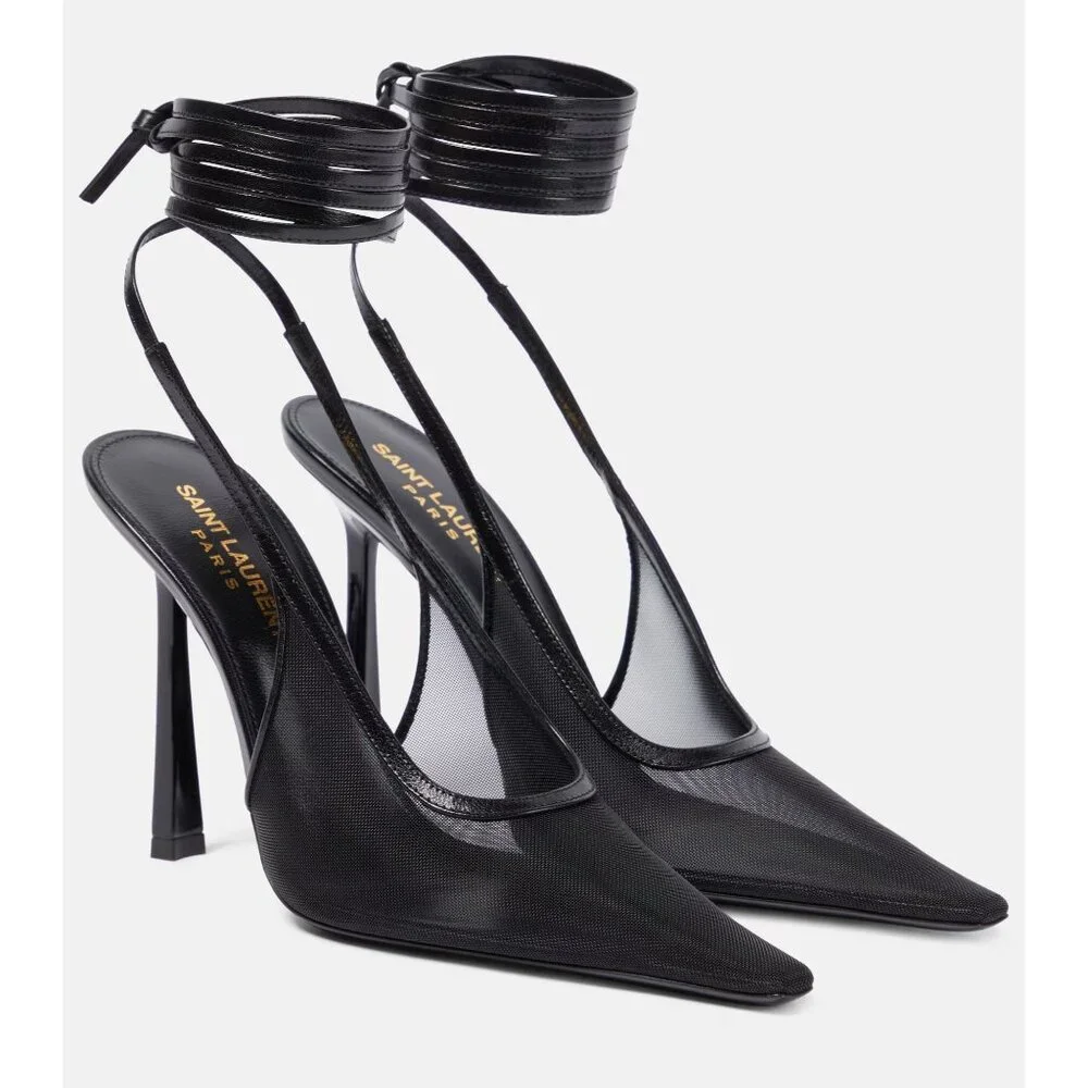 SAINT LAURENT Oxalis Pumps in Noir Black 40 10 With Box Womens High Heels - Picture 14 of 16